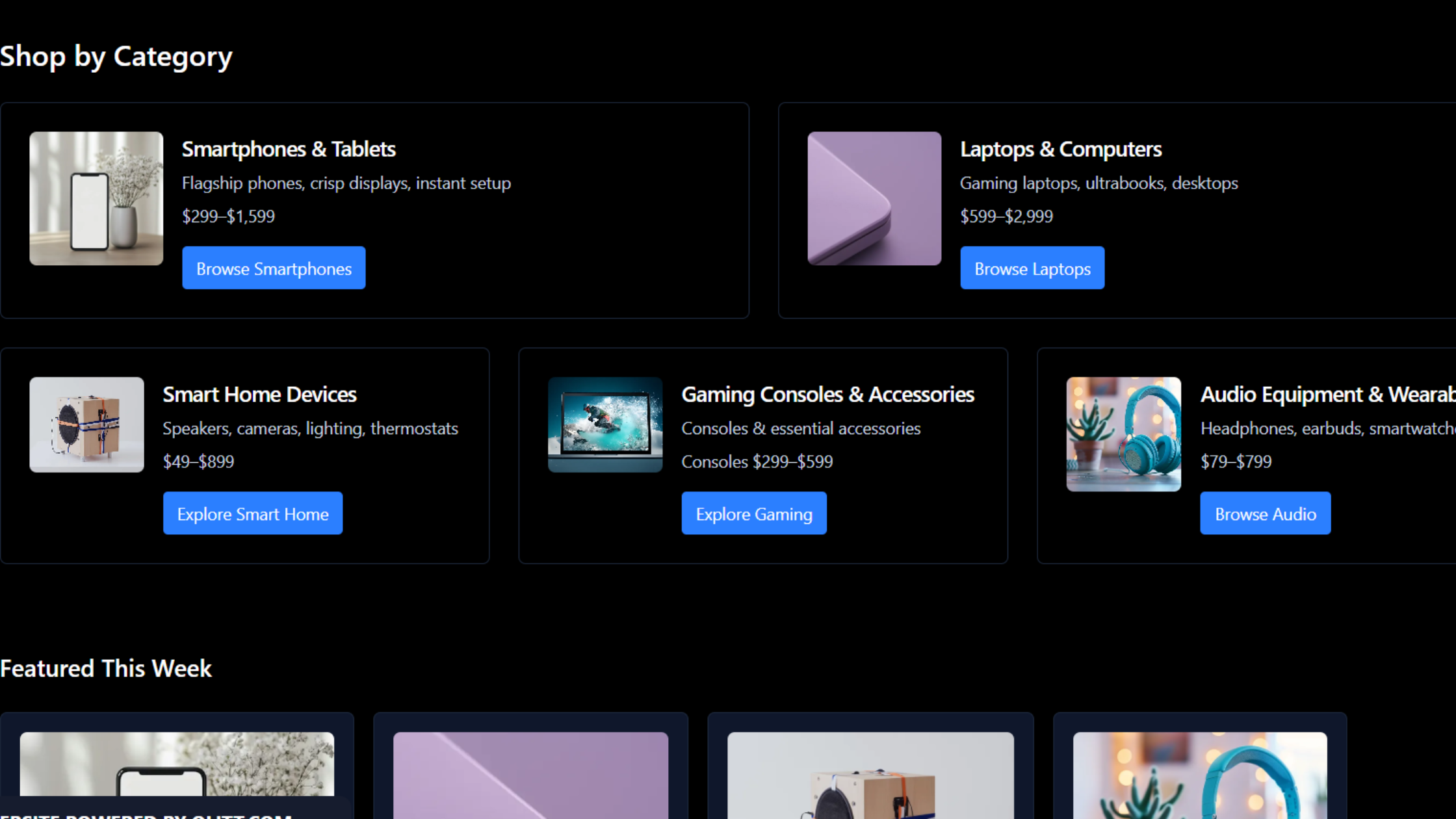 electronics store ai website builder
