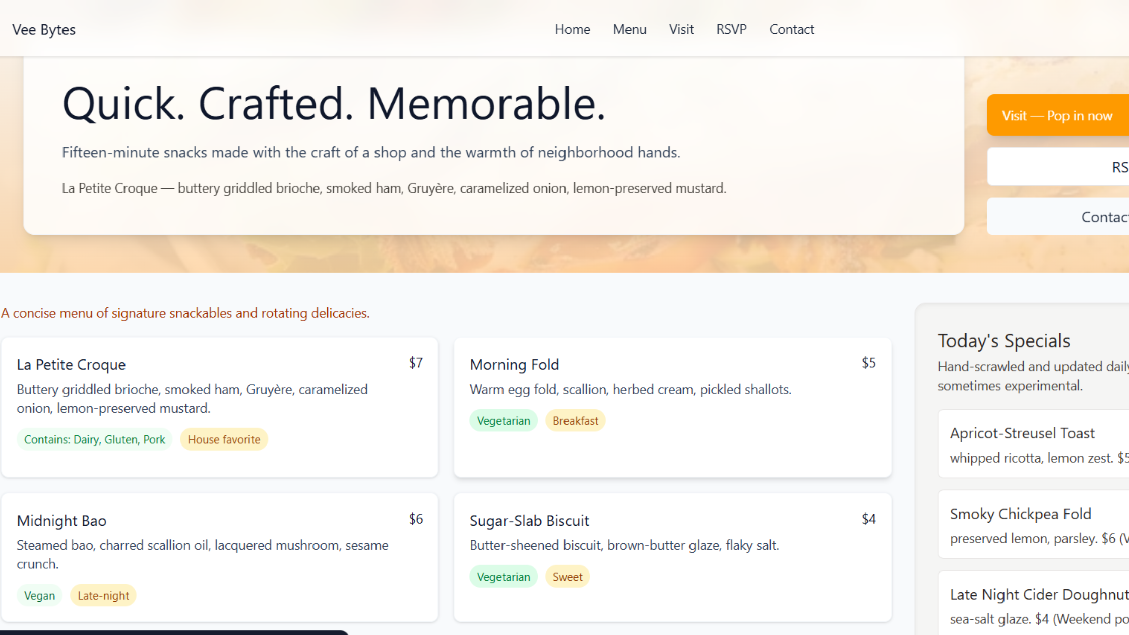 restaurant website design